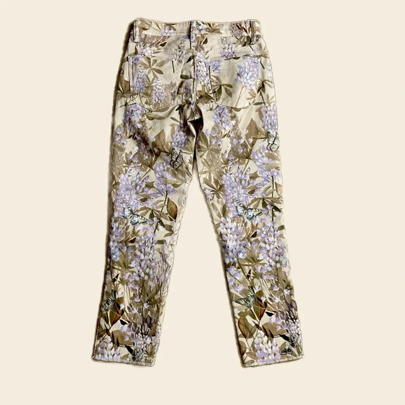Cambio Paris Easy Kick Print Jeans Lavender Floral Straight Leg Ankle Sz 34 US 2 - Picture 4 of 12